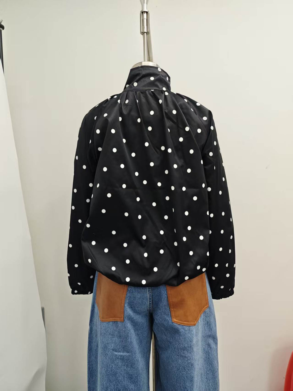 Women's Polka-Dot Stand-Collar Jacket