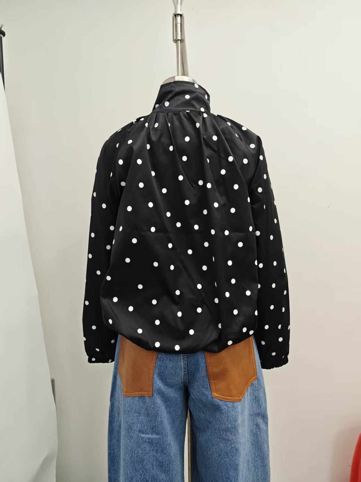 Women's Polka-Dot Stand-Collar Jacket