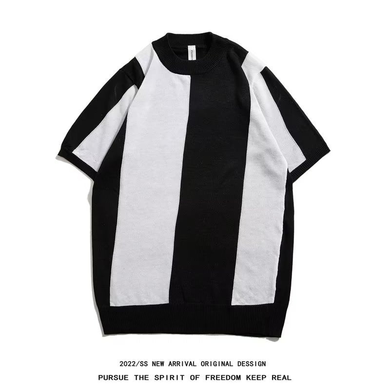 Vertical Contrast Knit Polo