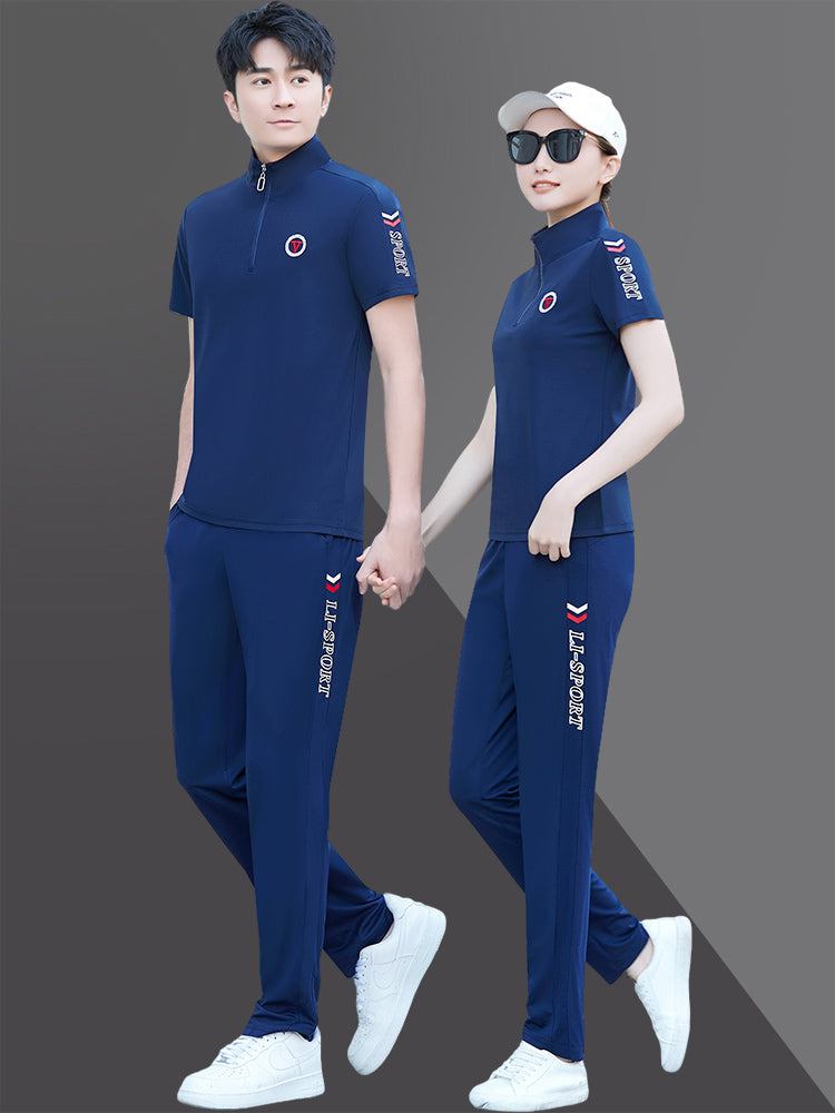 Sport-Stripe Zip Polo Set