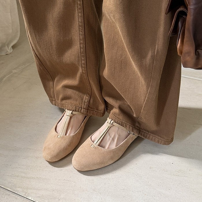 Suede T-Strap Mary Janes
