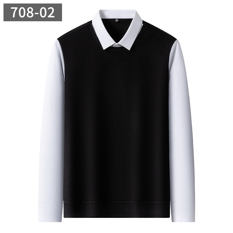 Men’s Integrated Layered-Look Cashmere Blend Pullover