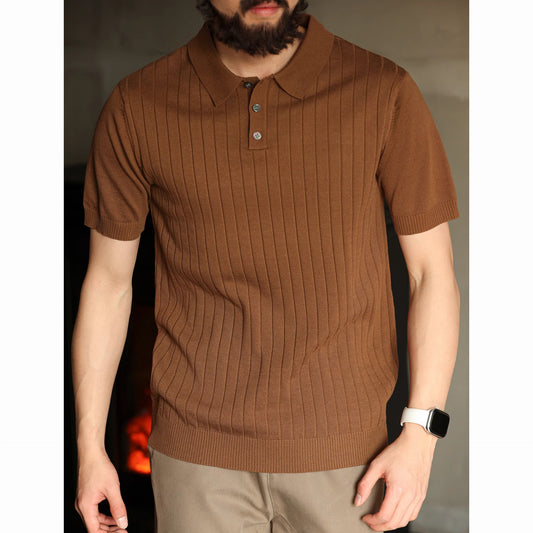 Knitted Ribbed Polo Shirt