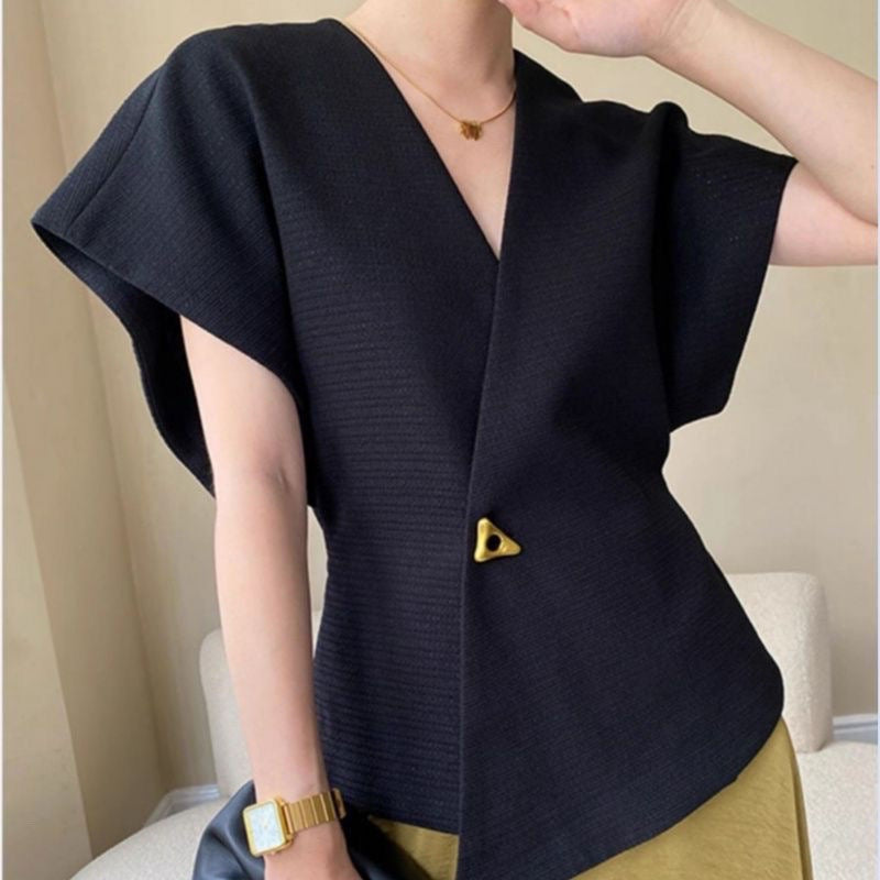 Elegant Asymmetrical V Neck Vest