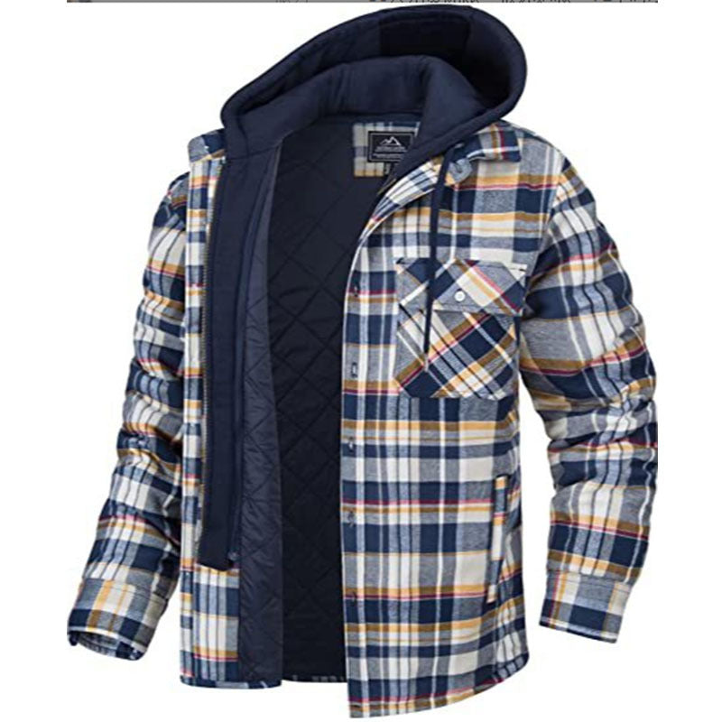 Quilted Hooded Flannel Jacket