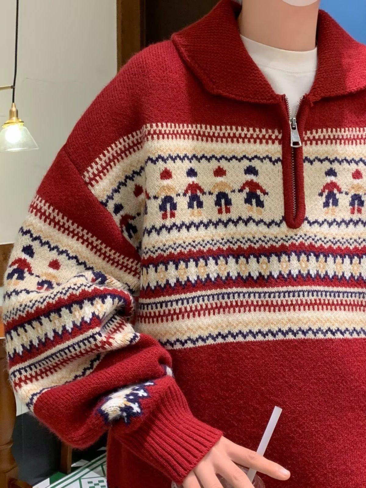 Festive Knit Quarter-Zip Sweater
