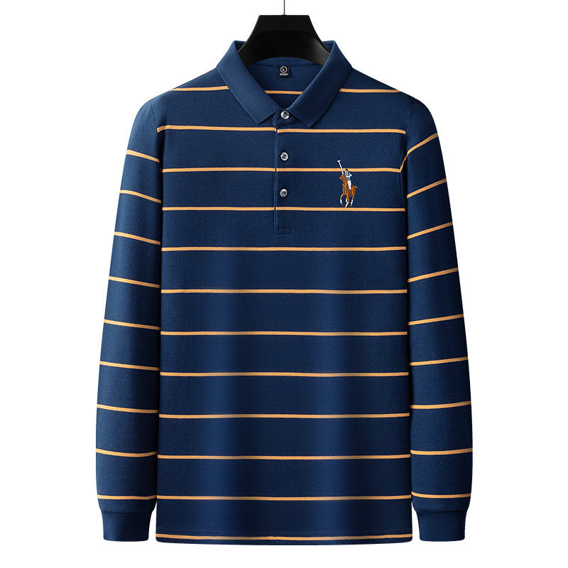 Classic Striped Long-Sleeve Polo