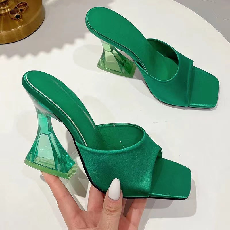 Square-Toe Heeled Slides