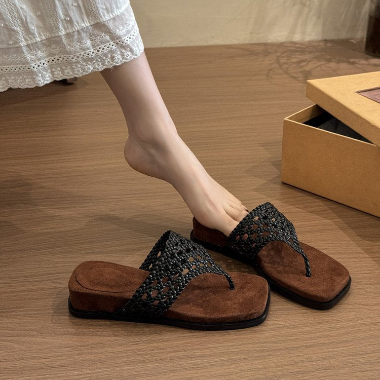 Leather Platform Flip-Flops