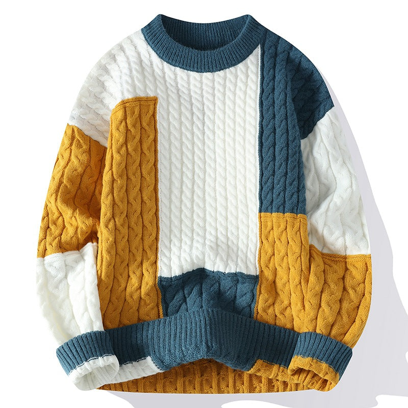 Men's thickened warm high-neck knitted sweater.