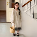 Girls' Striped Tie-Waist Embroidered Skirt