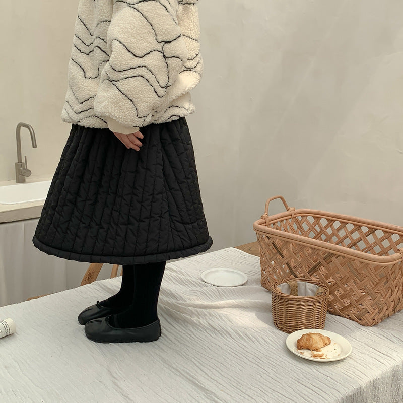 Girls' Solid Padded Winter Skirt
