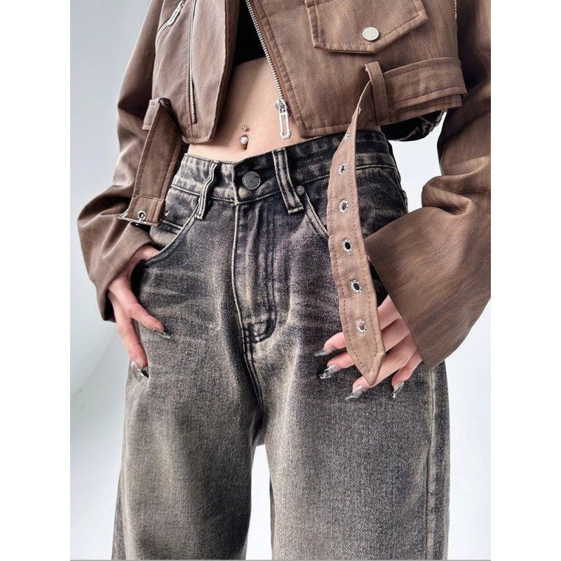 Cropped Faux Leather Jacket