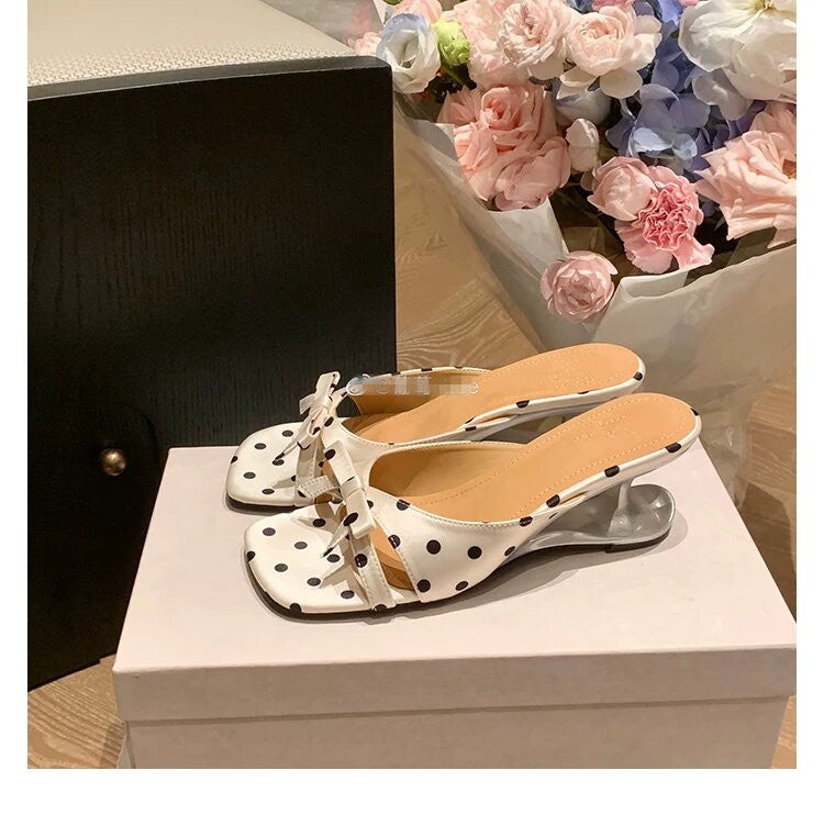 Polka-Dot Bow Heels