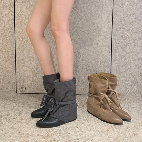 Pointed-Toe Strap Boots