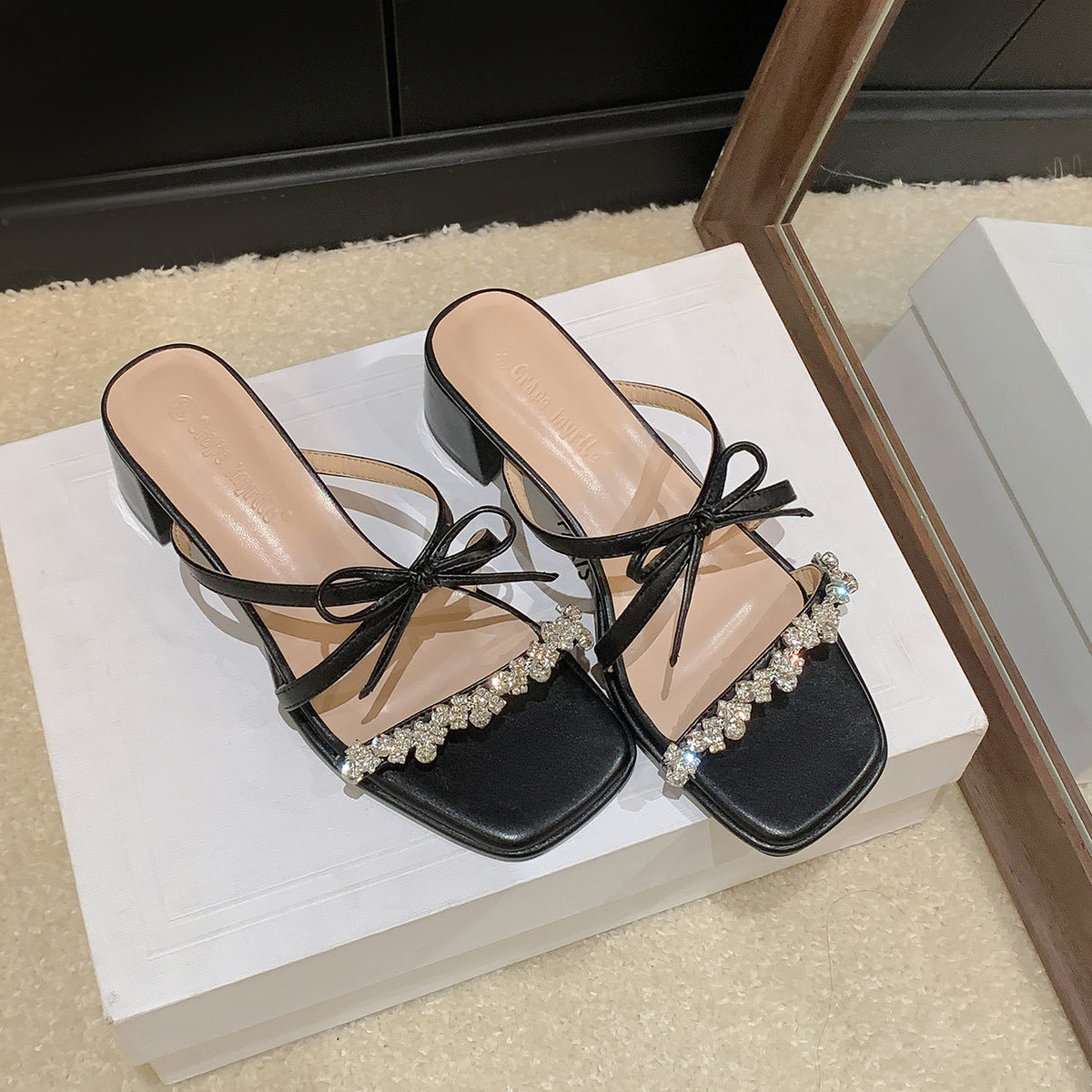 Crystal Butterfly Heel Slides