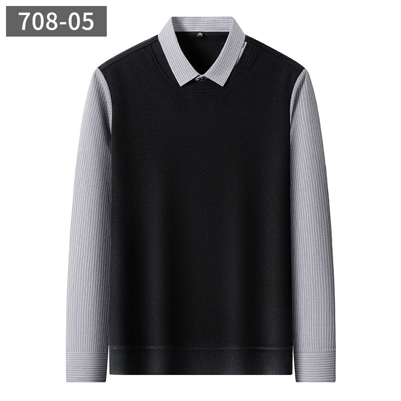 Men’s Integrated Layered-Look Cashmere Blend Pullover
