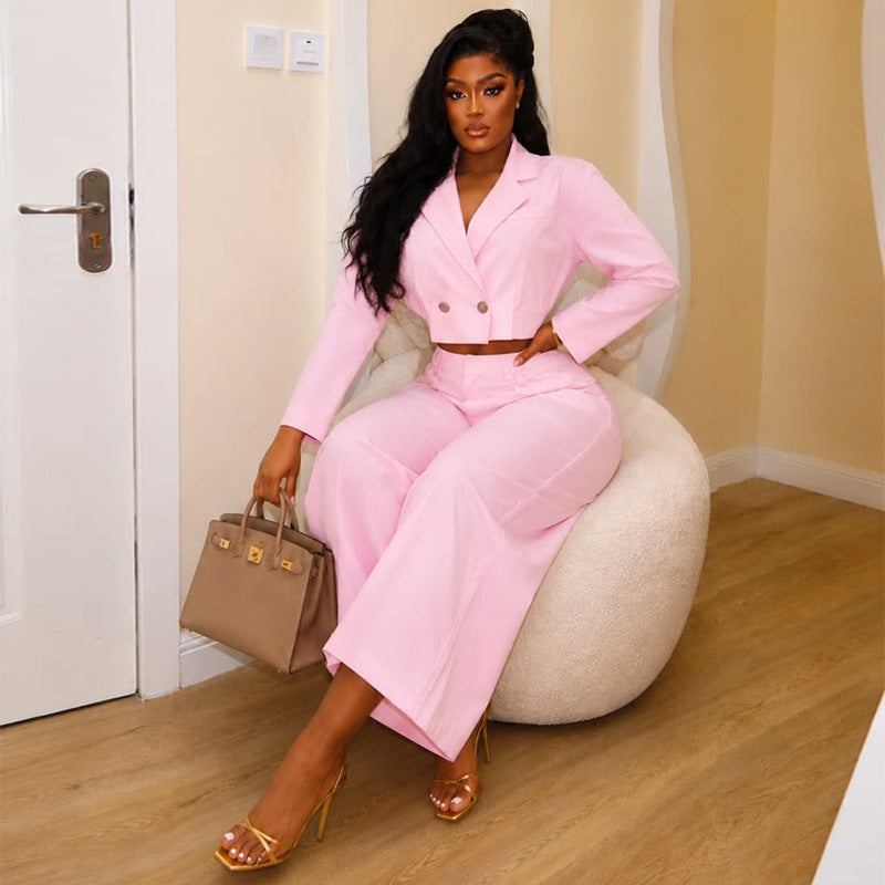 Cropped Blazer & Wide-Leg Pants Set