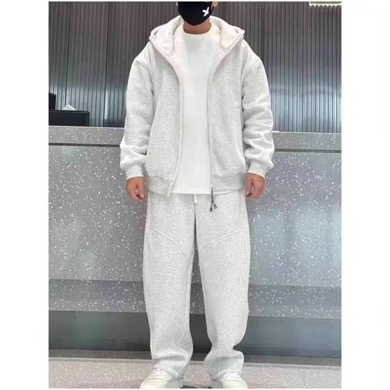 Plush Lined Zipper Hoodie and Sweatpants Set