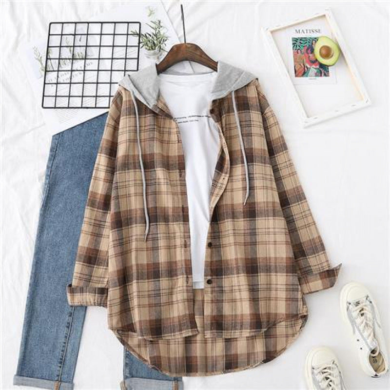 Plaid Flannel Hoodie Shirt