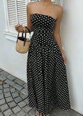 Retro Polka Dot Strapless Maxi Dress