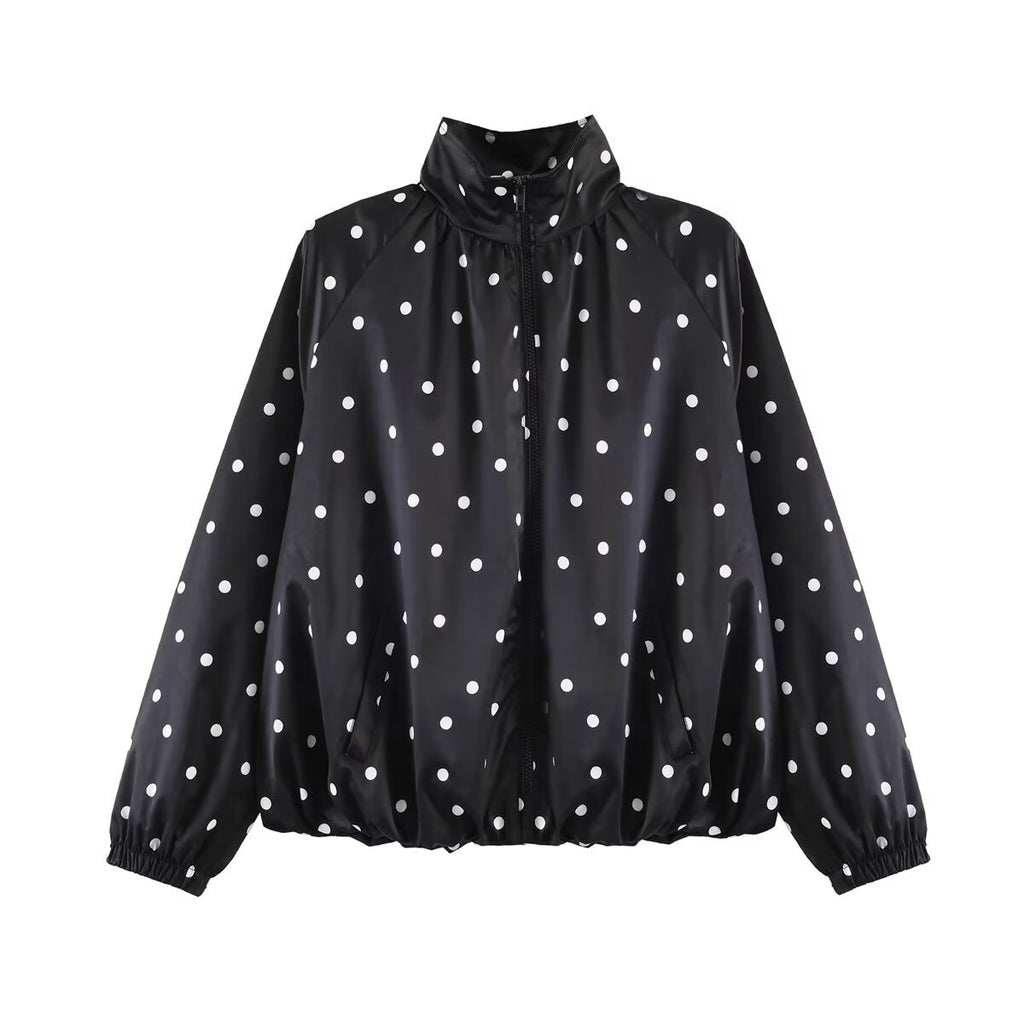 Women's Polka-Dot Stand-Collar Jacket