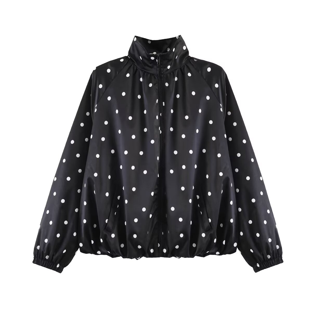 Women's Polka-Dot Stand-Collar Jacket