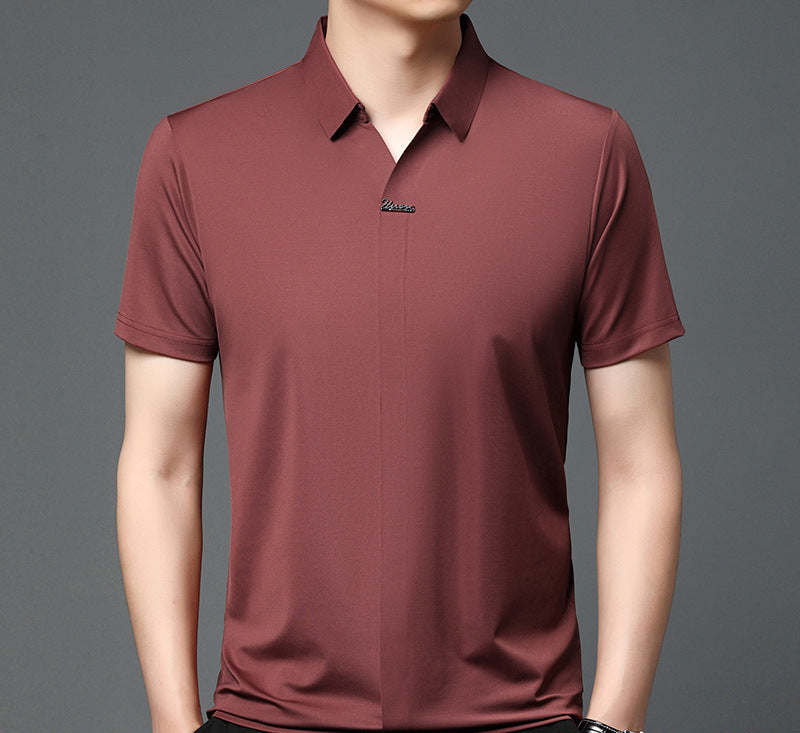 Men's Lapels Seamless Scissor Collar Loose Stretch POLO