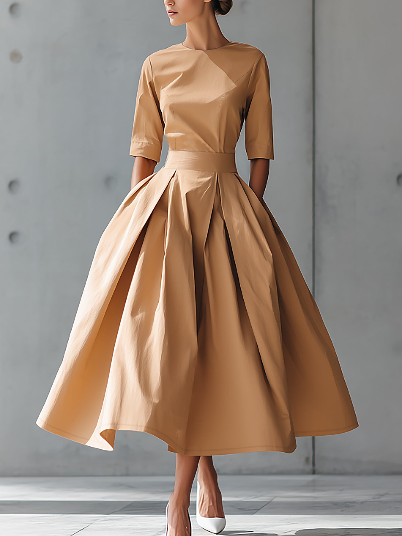 Elegant Pleated Midi Dress
