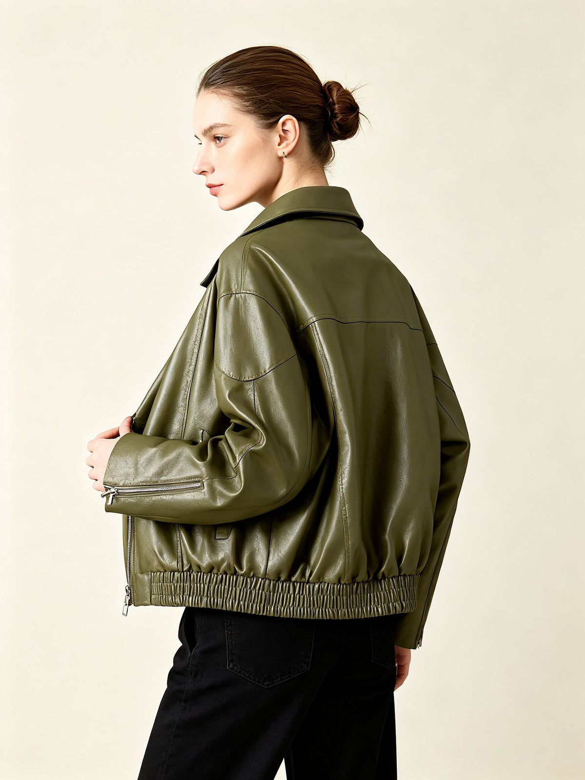 Women's Olive Zip-Pocket Jacket