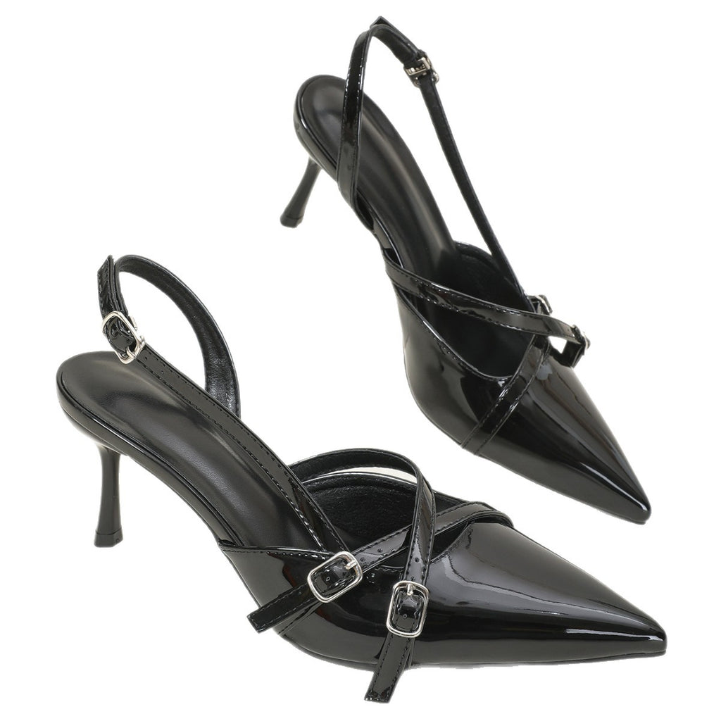 Black Patent Slingback Heels