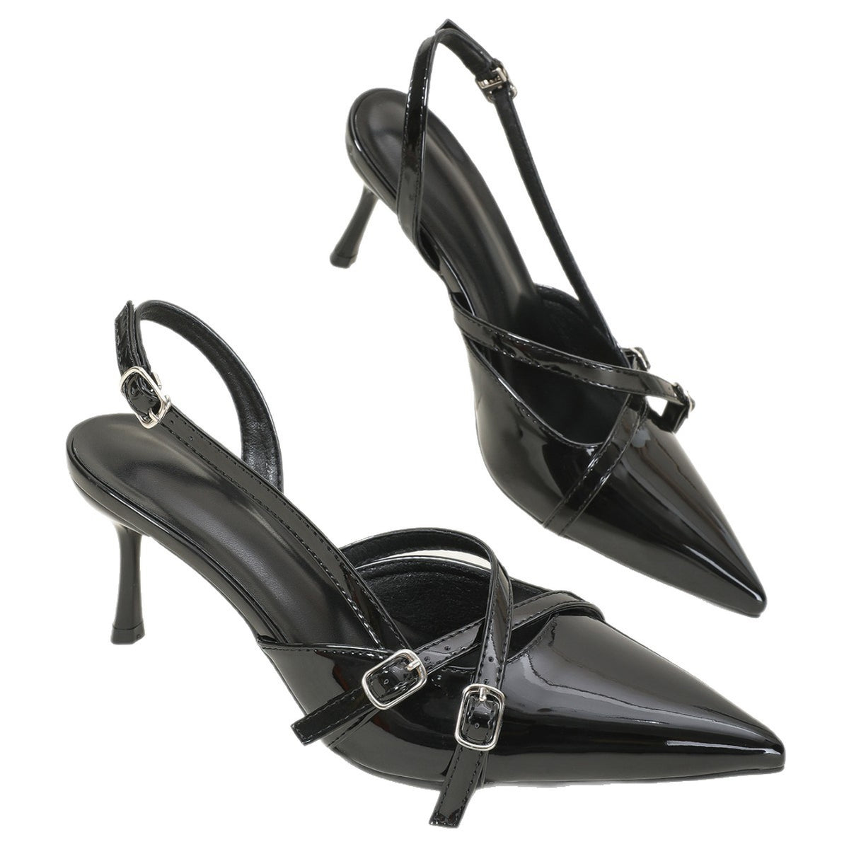 Black Patent Slingback Heels