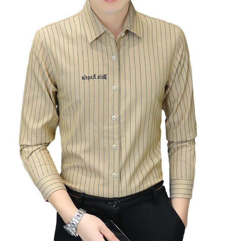 Men’s Slim-Fit Striped Business Casual Shirt