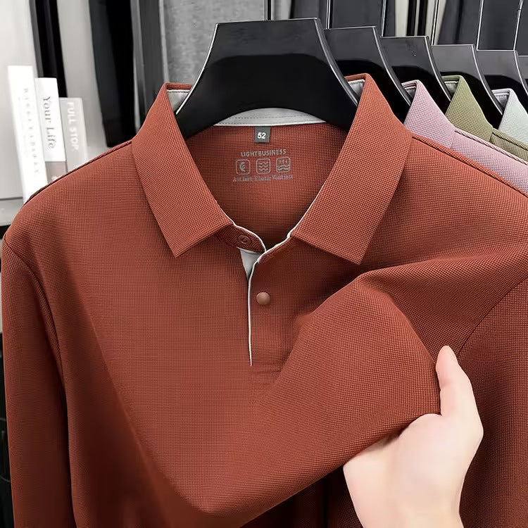2026 summer new men's lapel solid color T-shirt casual and versatile fashion urban young men trendy short sleeves