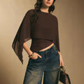 Elegant Draped Cape Sleeve Blouse
