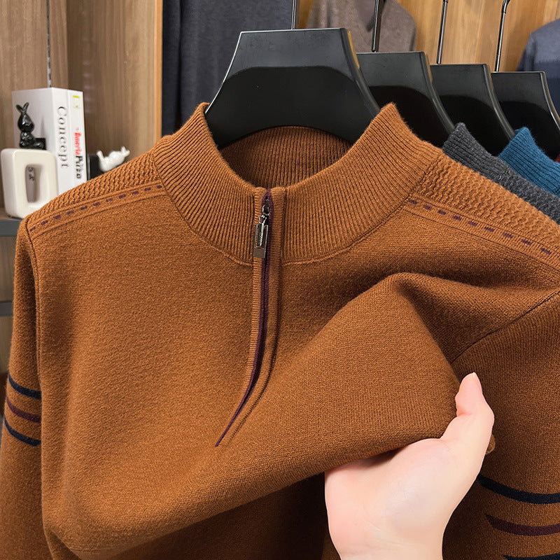 Zip-Neck Knit Pullover