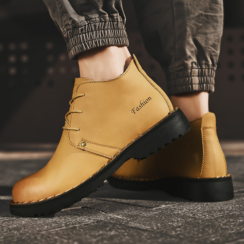 Spring and summer new high-top men's leather shoes cargo shoes cross-border foreign trade European and American style casual business formal wear Martin boots for men