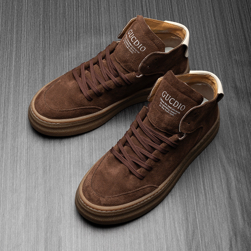 Top-Grain Leather Mid-Top Sneakers