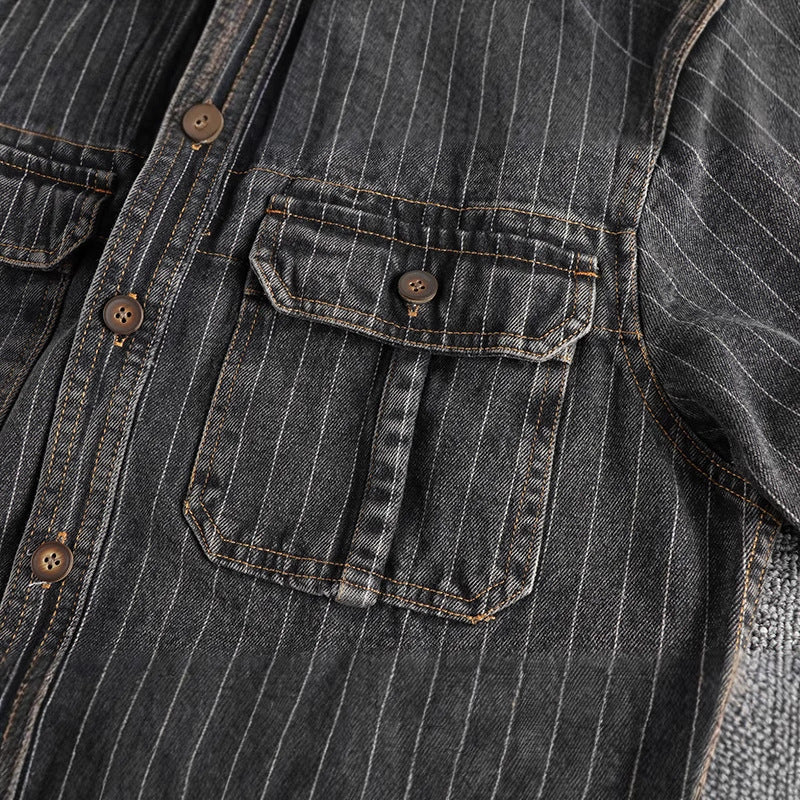 Vertical Stripe Denim Workshirt