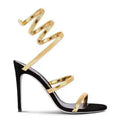 Metallic Wrap-Strap Sandals
