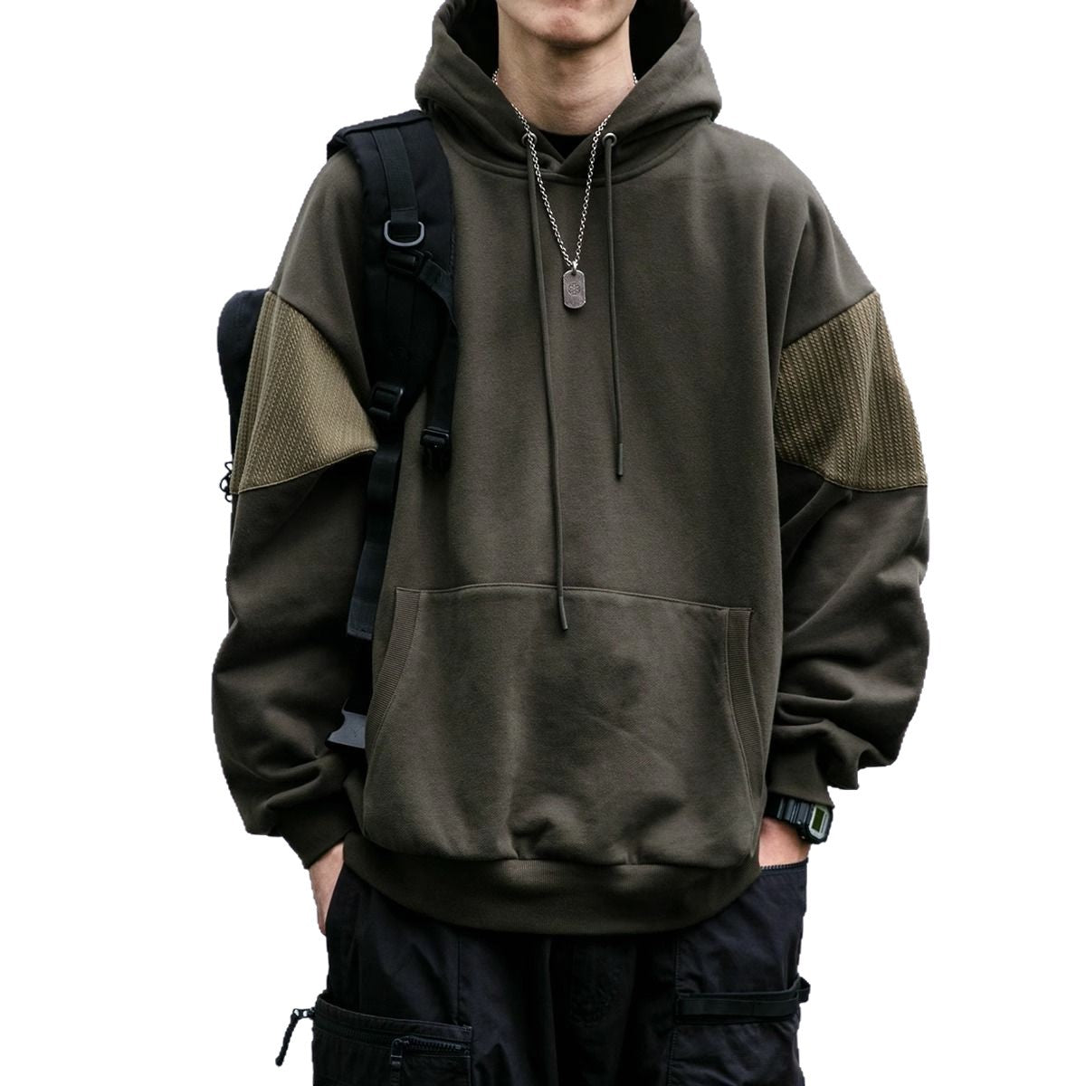 Thickened Patchwork Hoodie