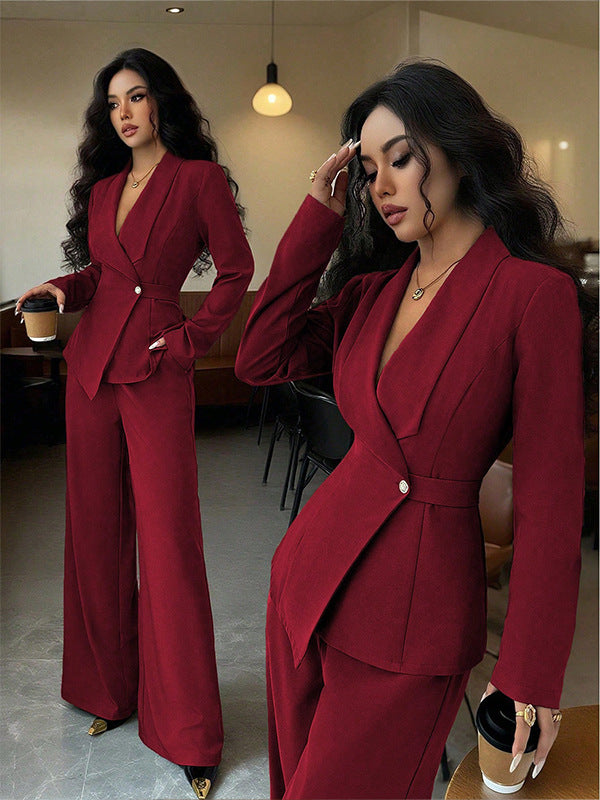Blazer and Wide Leg Trousers Two Piece Set