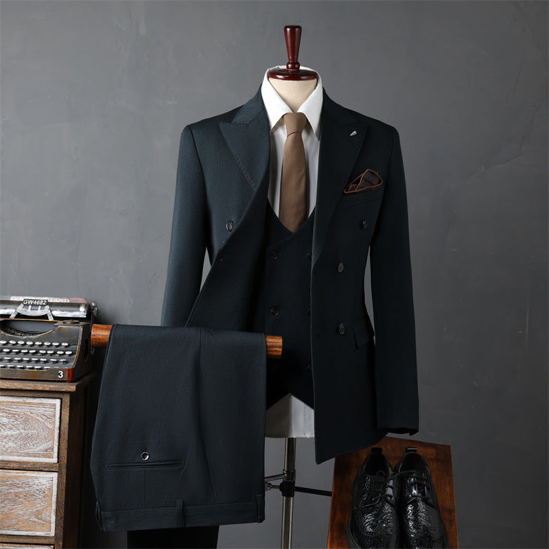 Modern Double-Breasted Cross-Strap Suit