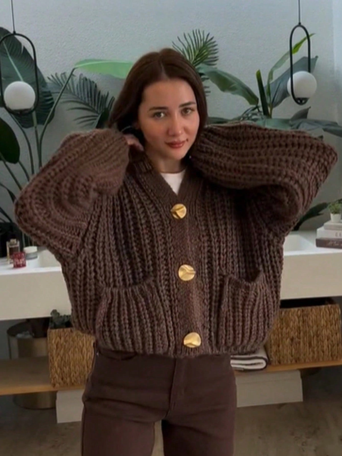 Women's Chunky Knit Button Cardigan