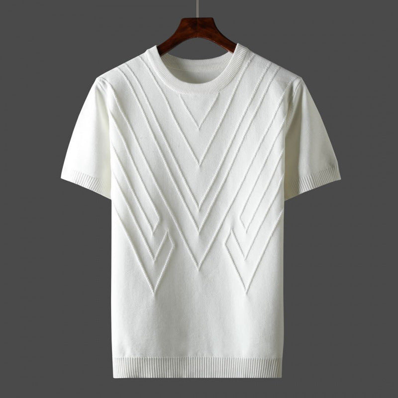 Textured Knit Short-Sleeve Sweater