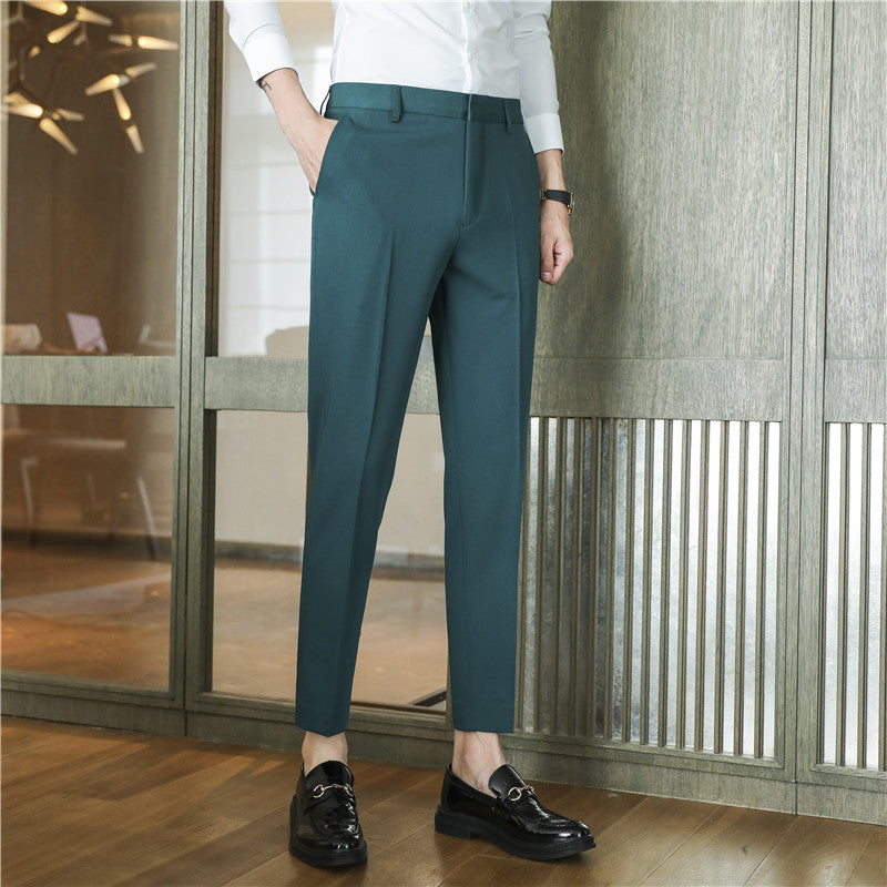 Premium Drape Slim-Fit Cropped Dress Pants