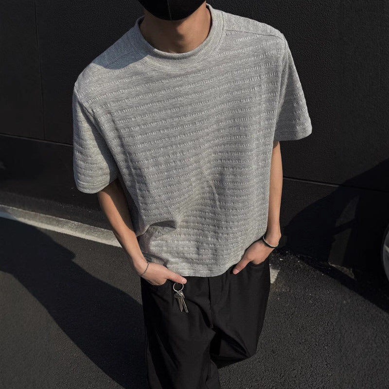 Textured Crewneck T-Shirt.