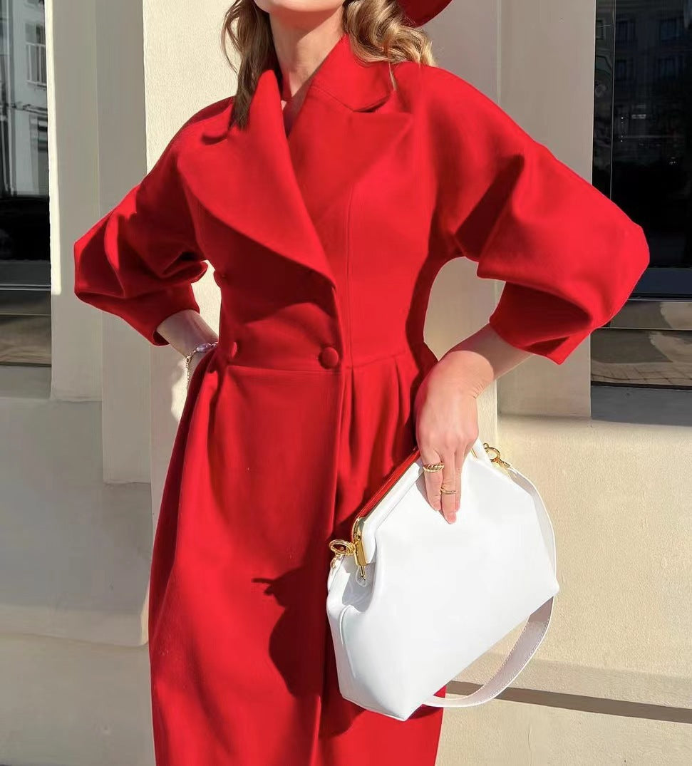 Elegant Double Breasted Long Coat