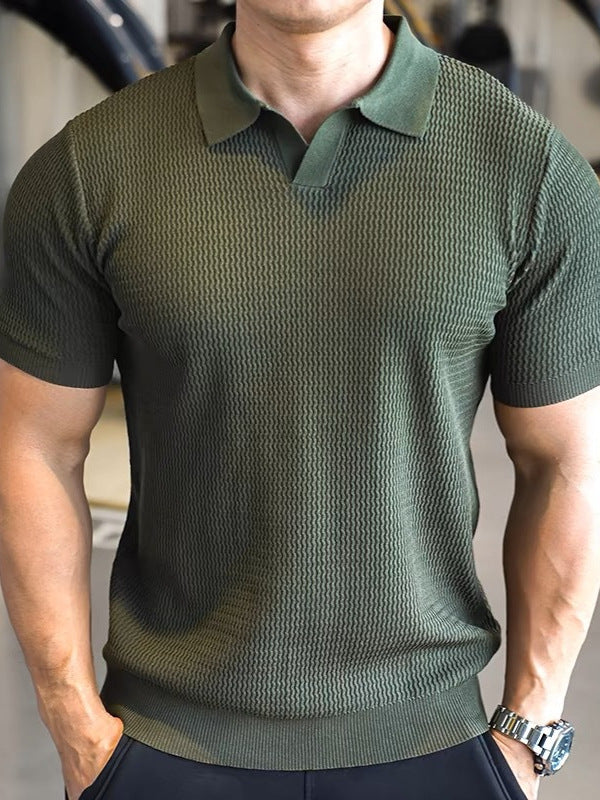 Knitted V-Neck Polo