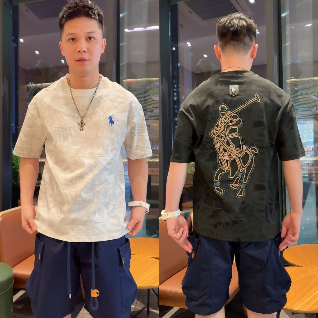 Embroidered Polo Club Graphic T-shirt